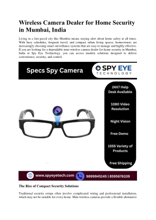 Wireless Camera Dealer for Home Security in Mumbai, India