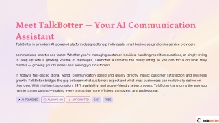 Boost Your Business with TalkBotter – Smart AI Chatbot for Customer Support