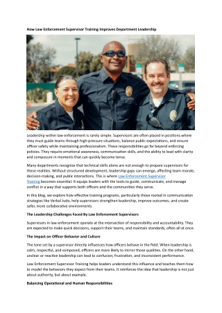 Law Enforcement Supervisor Training