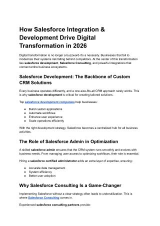 How Salesforce Integration & Development Drive Digital Transformation in 2026
