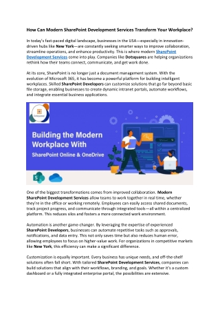 How Can Modern SharePoint Development Services Transform Your Workplace