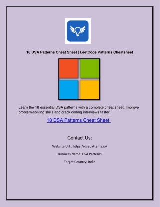 18 dsa patterns cheat sheet leetcode patterns