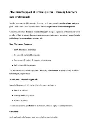 placement support at credo systemz turning