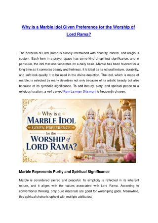 Why is a Marble Idol Given Preference for the Worship of Lord Rama