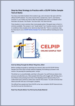 Step-by-Step Strategy to Practice with a CELPIP Online Sample Test at Home