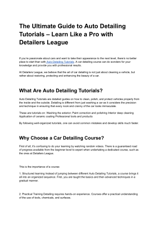 The Ultimate Guide to Auto Detailing Tutorials – Learn Like a Pro with Detailers