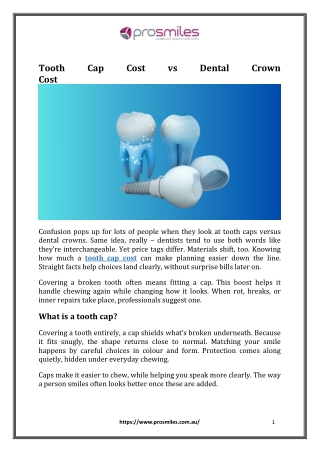 Tooth Cap Cost vs Dental Crown Cost