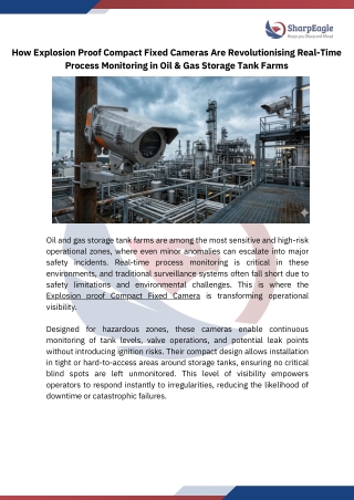 Explosion Proof Cameras for Tank Farm Monitoring