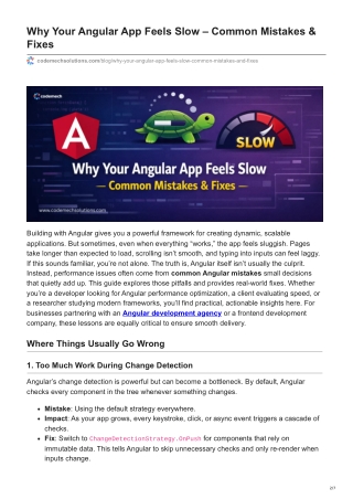 Why Your Angular App Feels Slow - Common Mistakes & Fixes