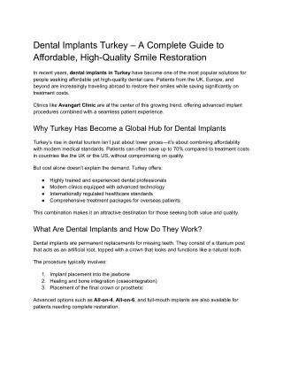 Dental Implants Turkey – A Complete Guide to Affordable, High-Quality Smile Restoration