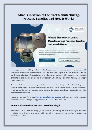 What Is Electronics Contract Manufacturing? Process, Benefits, and How It Works