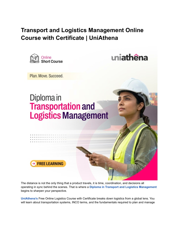 PPT - Transport and Logistics Management Online Course with Certificate ...