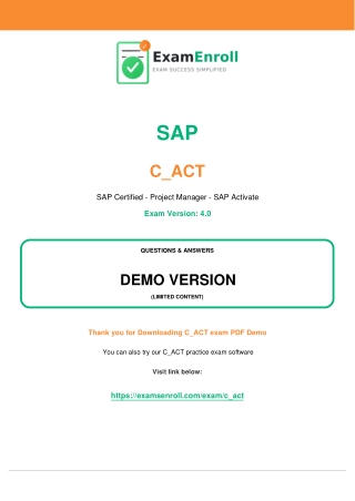 C_ACT Questions Answers Dumps PDF Practice Test Quiz