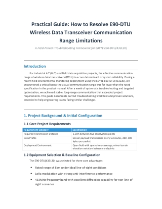 Practical Guide to E90-DTU Communication Range Troubleshooting