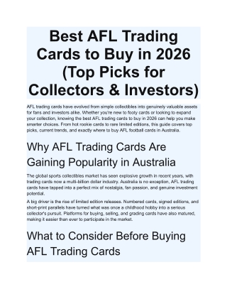 Best AFL Trading Cards to Buy in 2026 (Top Picks for Collectors & Investors)