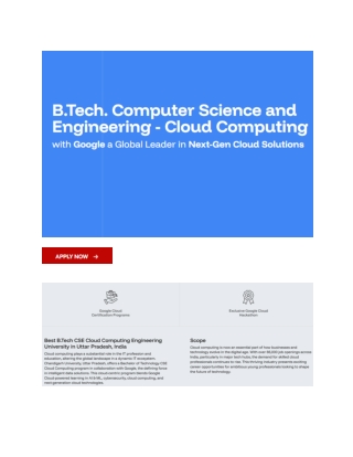 Top Btech CSE cloud computing colleges in UP