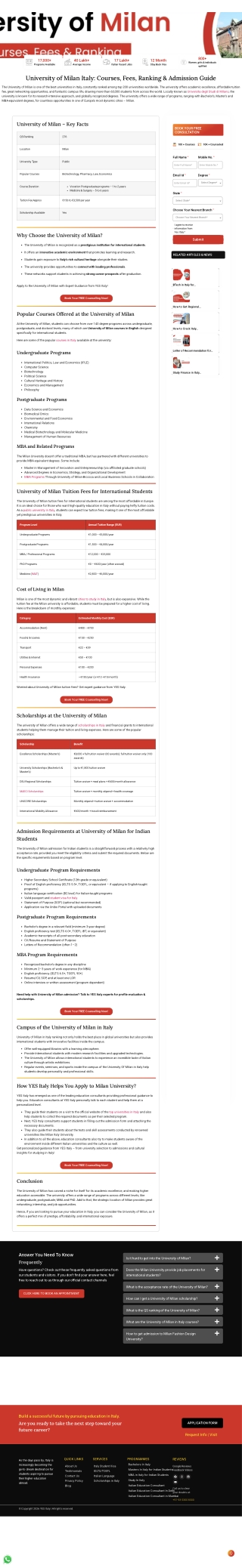 University of Milan Admission Guide