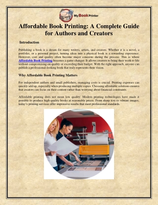 Affordable Book Printing Services | mybookprinter.com