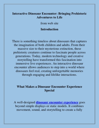 Dinosaur Event Entertainment for All Ages | livedinosaurexperience.com