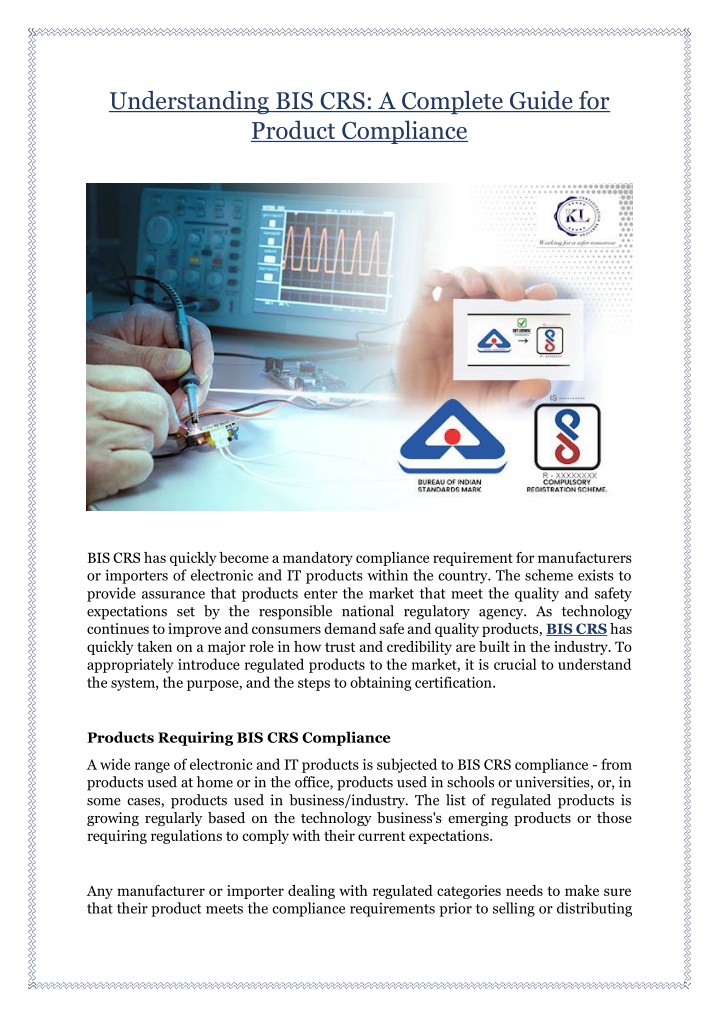 PPT - Understanding BIS CRS: A Complete Guide for Product Compliance ...