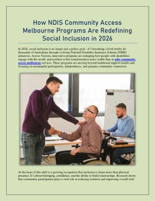 How NDIS Community Access Melbourne Programs Are Redefining Social Inclusion