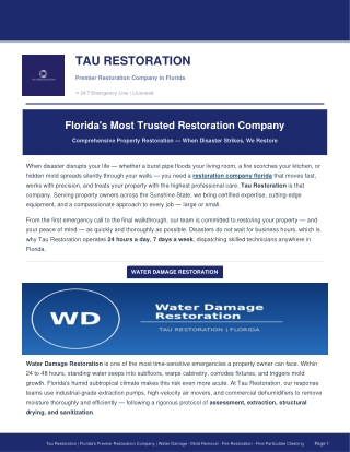 Florida's Fastest Restoration Company for Every Disaster