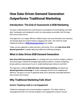 How Data-Driven Demand Generation Outperforms Traditional Marketing