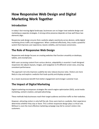 How Responsive Web Design and Digital Marketing Work Together