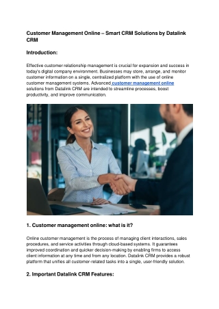 Customer Management Online – Smart CRM Solutions by Datalink CRM