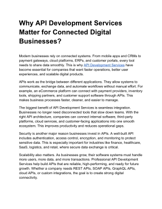 why api development services matter for connected