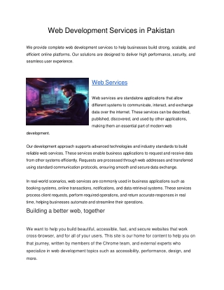 Web Development Services in Pakistan
