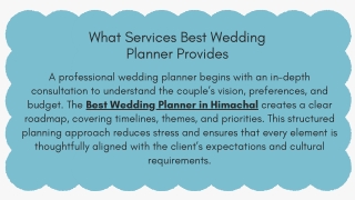 What Services Best Wedding Planner Provides