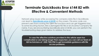 Quick Solutions for QuickBooks Error 6144 82 in Simple Steps
