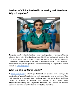 Qualities of Clinical Leadership in Nursing and Healthcare_ Why Is It Important_