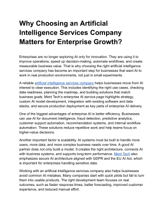why choosing an artificial intelligence services