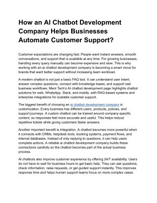 how an ai chatbot development company helps