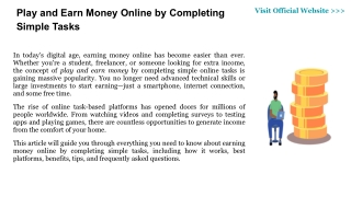 Play and Earn Money Online by Completing Simple Tasks