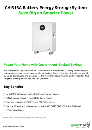 GreenCharge GH-B16A Battery Energy Storage System