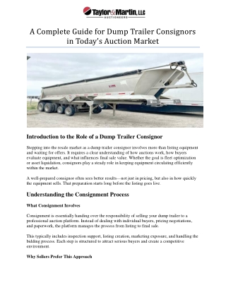 a complete guide for dump trailer consignors in today