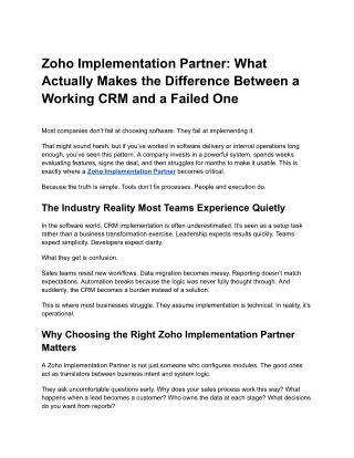 Zoho Implementation Partner_ What Actually Makes the Difference Between a Working CRM and a Failed One
