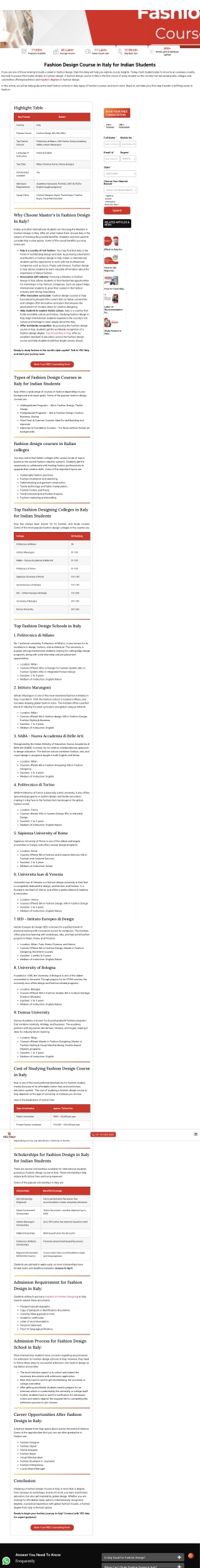 Fashion Universities in Italy Courses