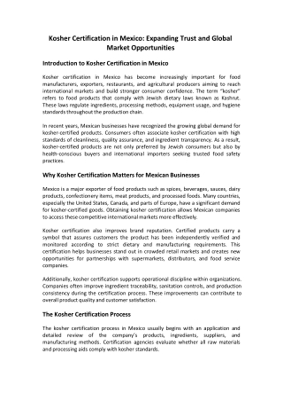 Kosher certification Mexico