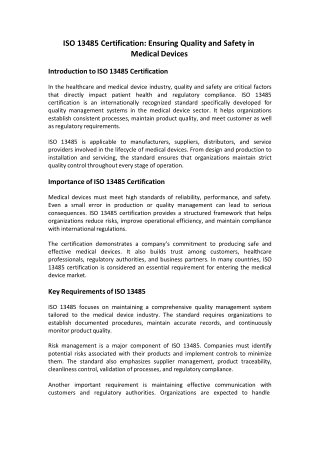 ISO 13485 certification