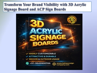 Transform Your Brand Visibility with 3D Acrylic Signage Board and ACP Sign Boards