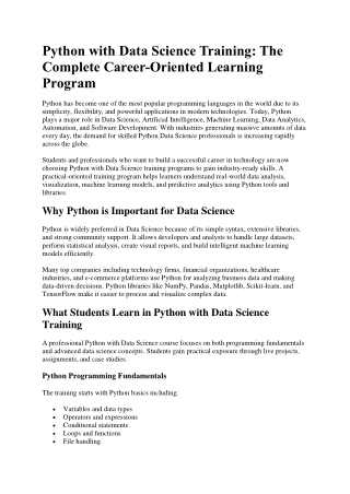 Python with Data Science Training
