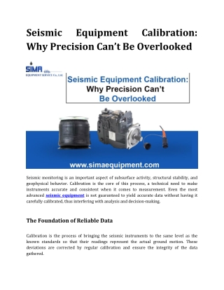 Seismic Equipment Calibration_ Why Precision Can’t Be Overlooked