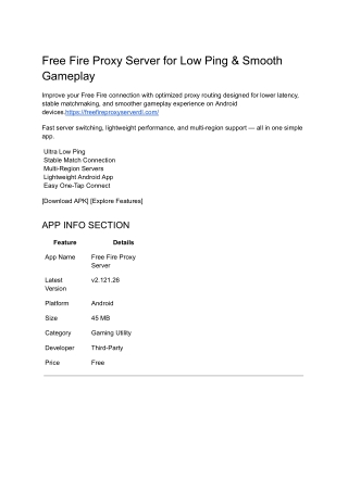 free fire proxy server for low ping smooth