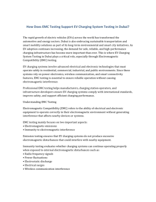 How_Does_EMC_Testing_Support_EV_Charging_System_Testing_in_Dubai