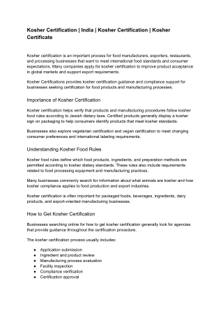 Kosher Certification _ India _ Kosher Certification _ Kosher Certificate