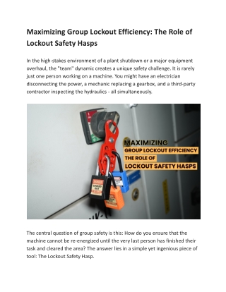 Maximizing Group Lockout Efficiency The Role of Lockout Safety Hasps